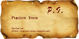 Pupics Ince névjegykártya